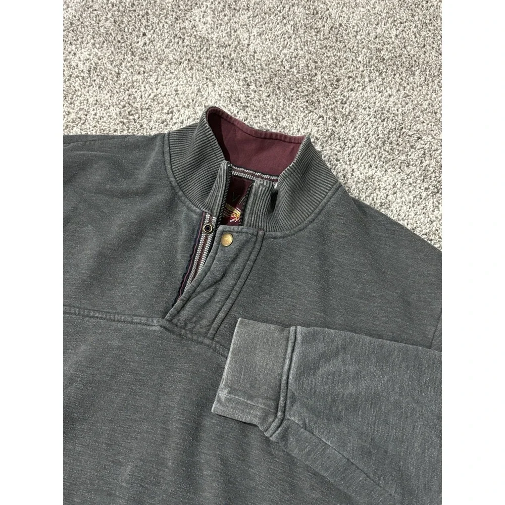 Orvis Mens Gray Snap Closure Quarter Zip Pullover Sweater Size XL